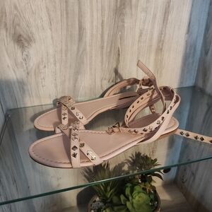 Kate Spade Studded Pink Ankle-Strap Flat Sandals New In Box SZ 7.5